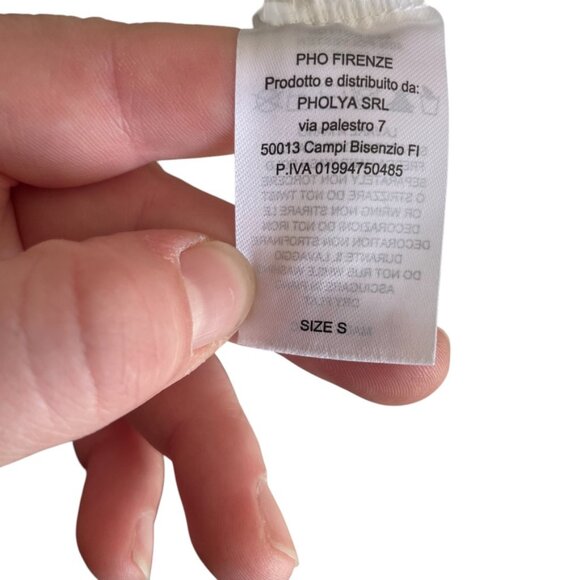 Pho Firenze One Shoulder Shift Mini Dress Small S Cream Knit Embroidered Eyelet - Picture 7 of 8